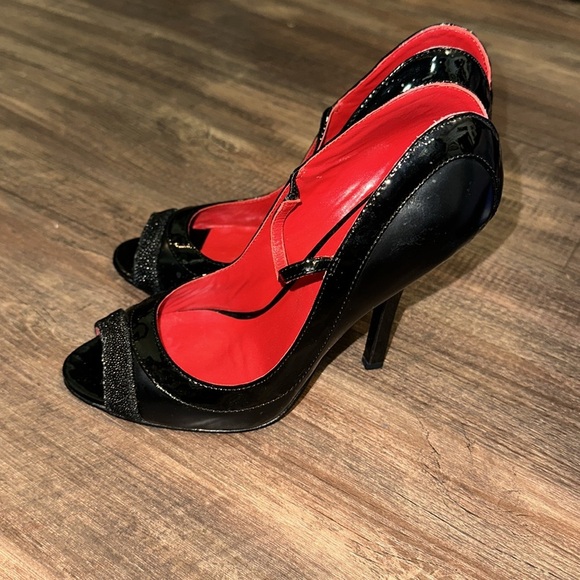 🌷VINTAGE CHARLES JOURDAN HEELS PEEP TOE AND PEEP HEELS IN SIZE 7.5 - Picture 3 of 5